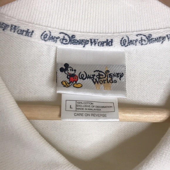 Vintage Walt Disney world white cotton polo shirt with Mickey Mouse large - Picture 6 of 12